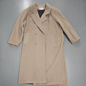 Vintage Andrea Marin New York Wool Coat Women's Size 24 Beige Long Trench